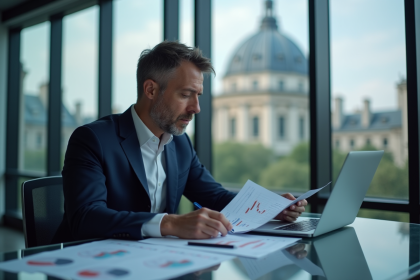 Analyste financier en costume à Paris