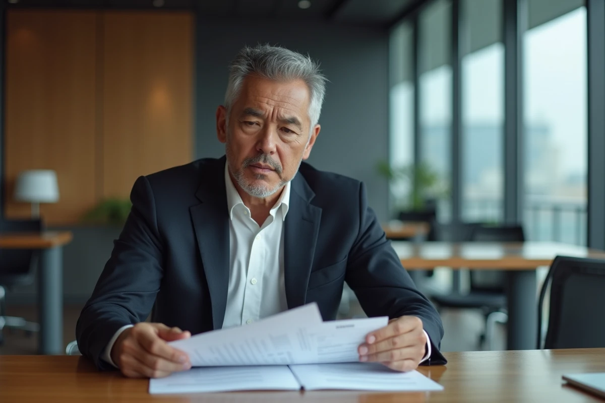 Analyste financier en costume dans une salle moderne