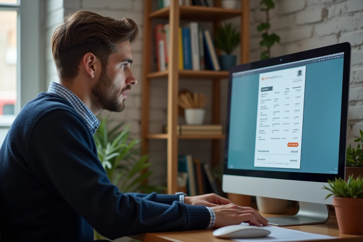 Employé accédant à sa fiche de paie en ligne depuis son domicile sur DeskRH