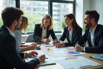 Groupe de professionnels en réunion d'affaires moderne