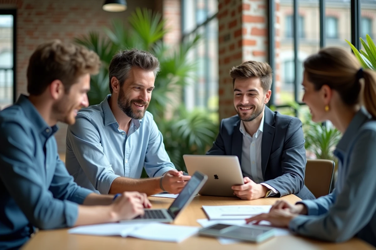 Groupe de professionnels collaborant autour d'une table