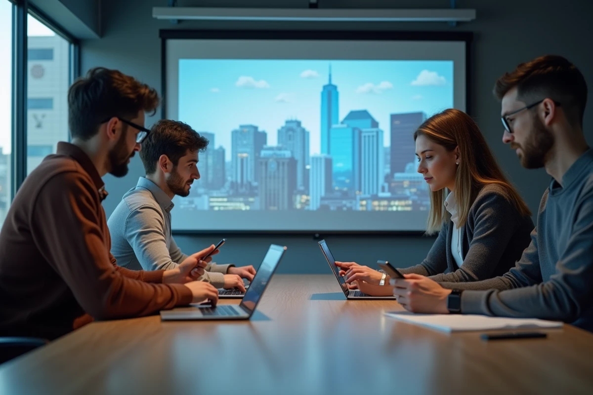 Groupe de jeunes professionnels collaborant autour d