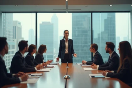 Femme d affaires en réunion dans une salle moderne