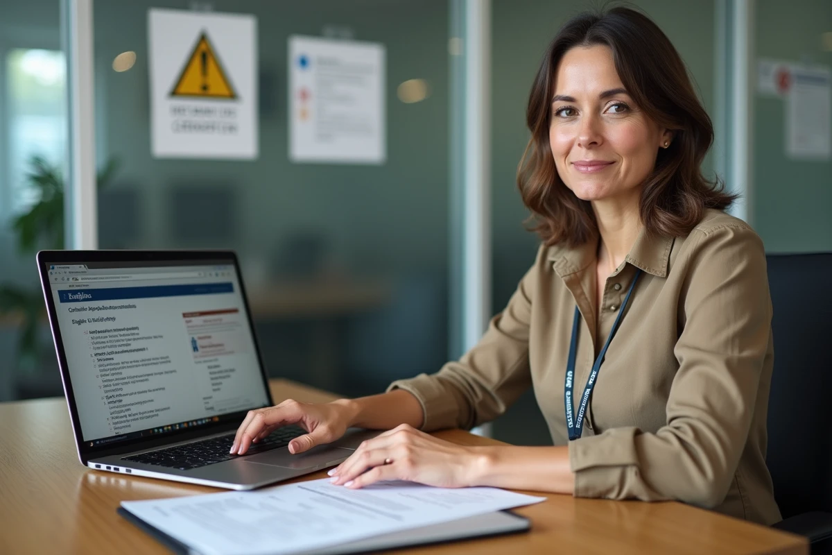 Femme v&eacute;rifiant des documents dans un bureau moderne