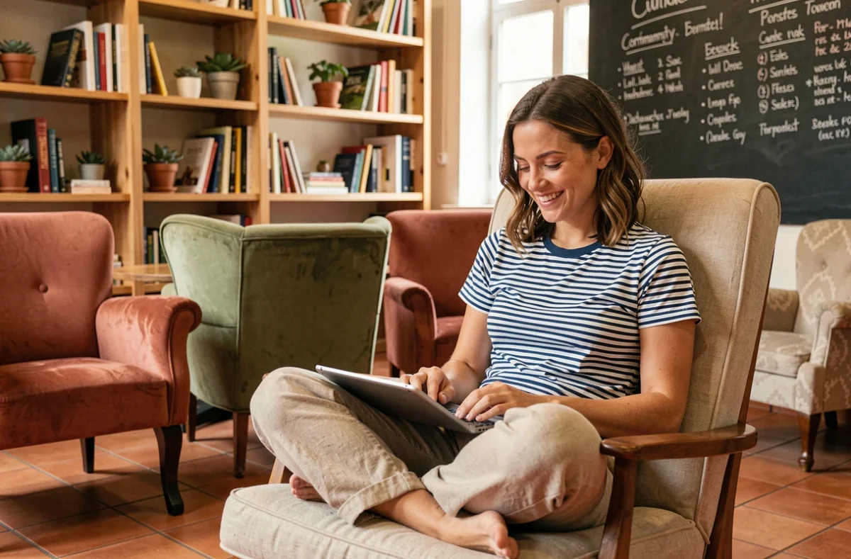 Freelance travaillant dans un espace détente convivial d'un coworking à Bordeaux