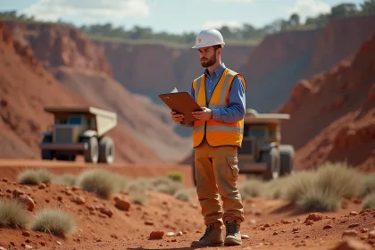 Jeune homme dans une mine australienne avec passeport et visa