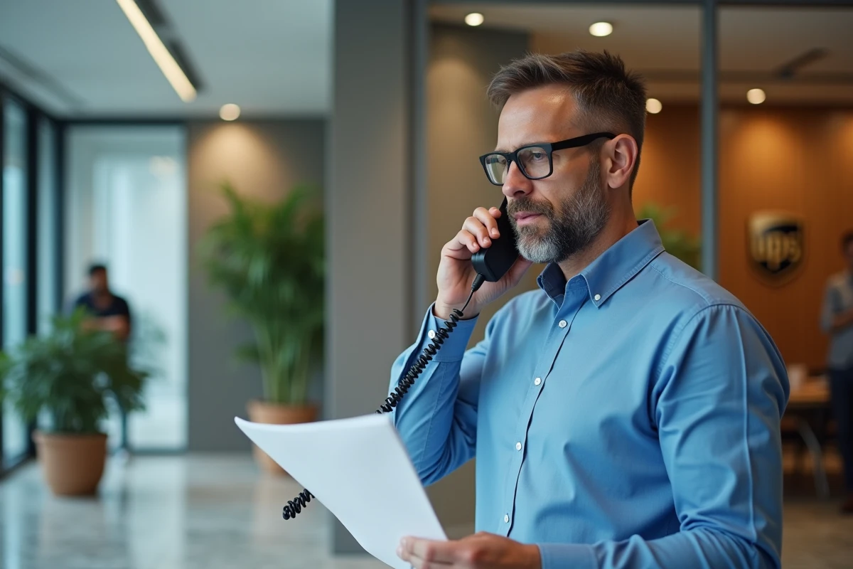 Homme en r&eacute;union dans un bureau moderne avec document