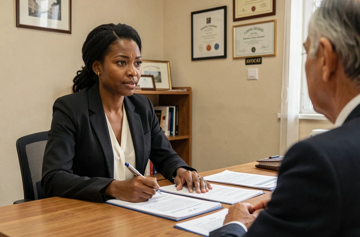 Maître Samira Chellal, avocate SCG Avocat, en consultation avec un client dans son cabinet