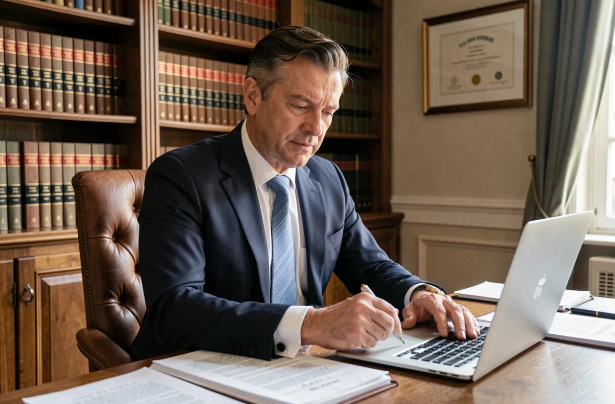 Maître Stéphane Boudin, avocat spécialiste en droit du travail, assis à son bureau dans son cabinet