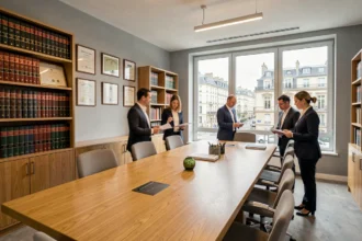 Vue large d'un cabinet d'avocats moderne en Seine-Saint-Denis spécialisé en droit du travail