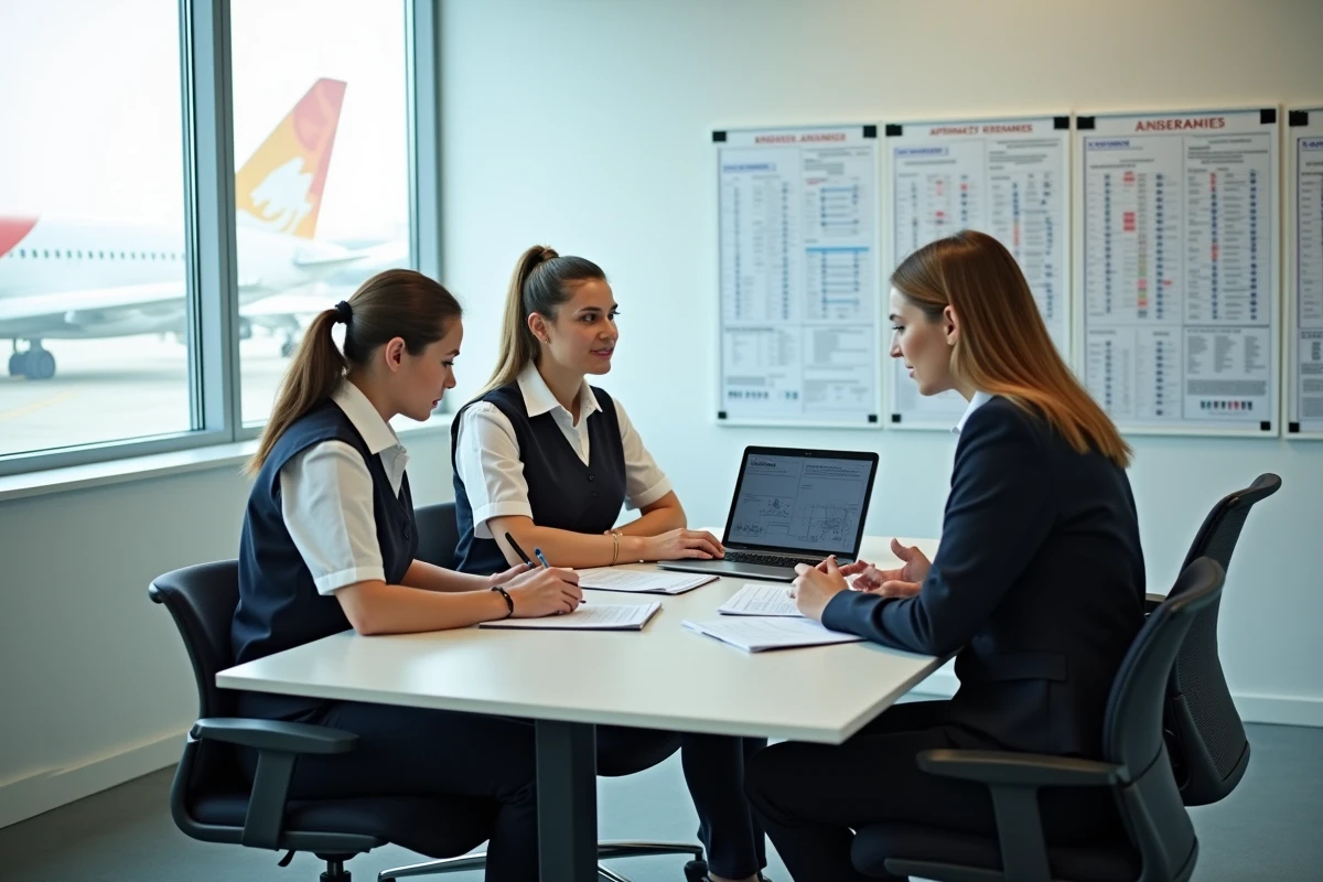 Stagiaires PNC et PNT Air France en session de formation dans une salle moderne
